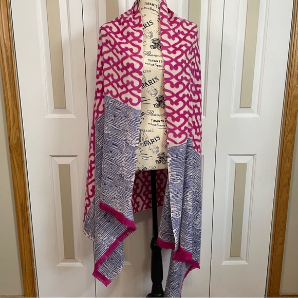 Roberta Roller Rabbit Fuchsia and Navy Wrap - Picture 1 of 9